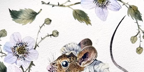Bramble Mouse amongst Blackberry Flowers Watercolour Workshop with Rita Gould
