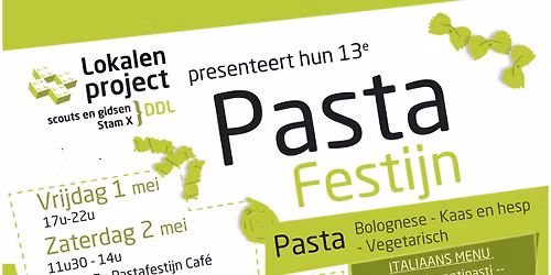 Pastafestijn 1 en 2 mei