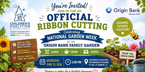 Ribbon Cutting at The Origin Bank Family Garden