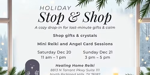 Holiday Stop & Shop: Mini Reiki & Angel Card Readings & Crystal Gifts