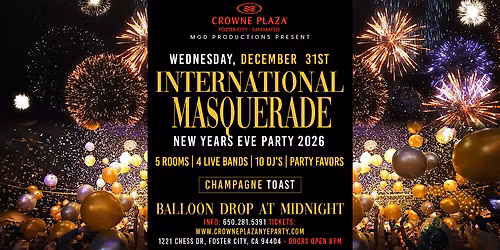 International Masquerade New Years Eve 2026 @ Crowne Plaza Hotel