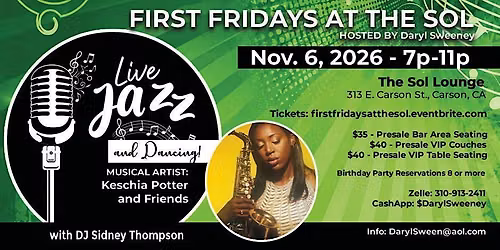 First Fridays at the Sol Featuring Saxophonist Keschia Potter and Friends