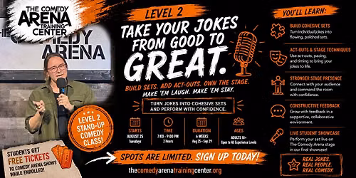 Stand Up Level 2 - Act Outs, Tags & More - 6 Week Class Starts Aug 25