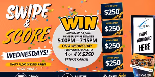 Swipe & Score Wednesdays - $1000 Eftpos Cards to be won
