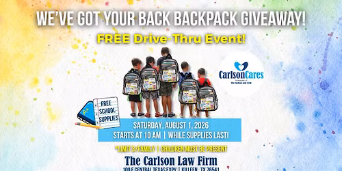 We've Got Your Back Killeen Backpack Giveaway with Carlson Cares\ud83c\udf92