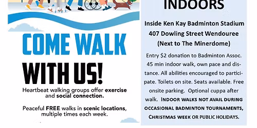 Tuesday 10am Indoor All Abilities Walking Group & Cuppa in Ballarat Badminton Stadium