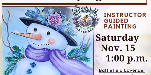 Paint with us! Lavender Snowman on your choice of canvas size!