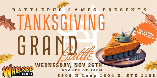 BattlePub Games Tanksgiving Grand Battle with Warlord Games!