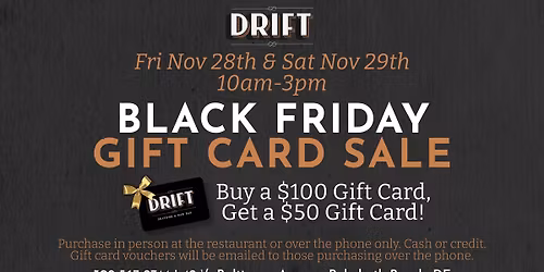 Black Friday Gift Card Sale at Drift Seafood & Raw Bar