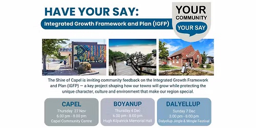 Integrated Growth Framework Plan - Community Consultation Session - Capel