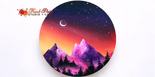 Paint Night \u2013 Pink Mountains and Moon Acrylic Painting Workshop