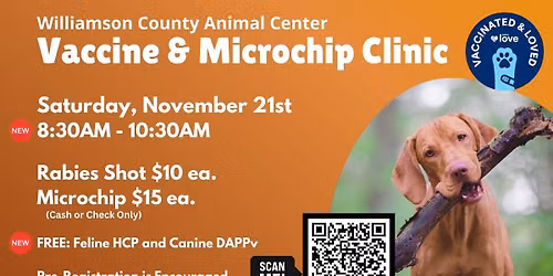 WCAC November Vaccine and Microchip Clinic