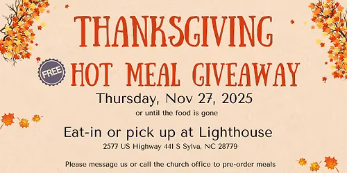 Free Thanksgiving Hot Meal Giveaway