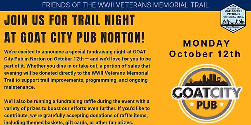 GOAT CITY PUB Fundraising Night for Friends of the WWII Veterans Memorial Trail