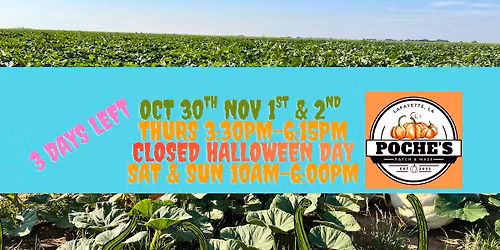 Happy Halloween Week! Closed on Halloween. Open Thurs, Sat & Sun!