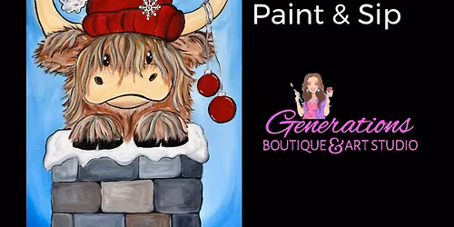 Highland Cow Santa Paint & Sip