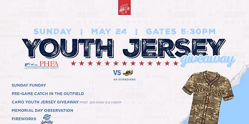 YOUTH JERSEY GIVEAWAY | VS AKRON RUBBERDUCKS (AA GUARDIANS)