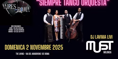 Gran Milonga "SIEMPRE TANGO ORQUESTA" - Dj Lavinia Livi - Domenica 2 Novembre 2025
