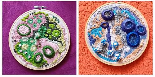 Slow Stitching, abstract, Embroidery Hoop workshop