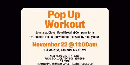 Orange Theory Pop-Up Class at Clover Road Ashland