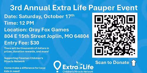 3rd Annual Extra Life Pauper Event