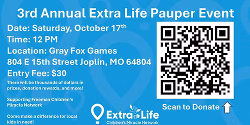 3rd Annual Extra Life Pauper Event