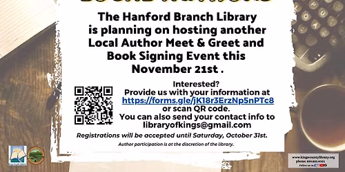 Local Author Meet & Greet and Book Signing