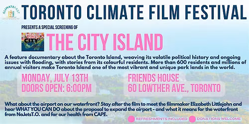 NO JETS TO! Film screening 'The City Island' - NEW SCREENING DATE - JULY 20