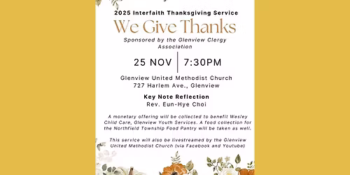 We Give Thanks: Glenview Clergy Association Interfaith Thanksgiving Service