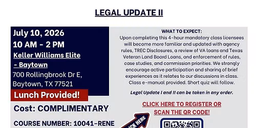 In Person \u2013 COMPLIMENTARY \u2013 Legal Update II (2026-2027) \u2013 July 10, 2026
