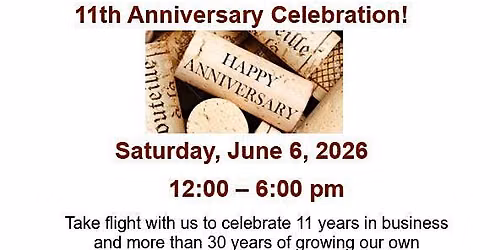 CrossWinds Winery 11th Anniversary Celebration Event!