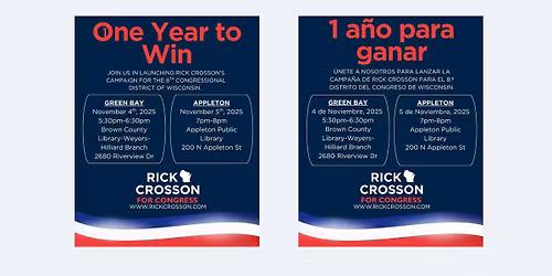 One-Year-to-Win \/ 1 a\u00f1o para ganar Crosson for Congress Campaign Event!!