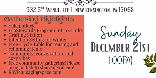 Yule Potluck + EcoStewards Kickoff