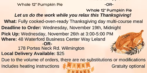 THANKSGIVING DINNER-Fully Cooked, Ready to heat & Serve