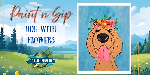 Paint n Sip - Dog with Flowers