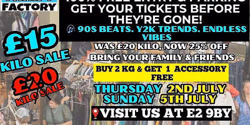 Thrift Factory London Vintage Kilo Sale \u00a315\/kg | Y2K & 90s Fashion Pop-Up