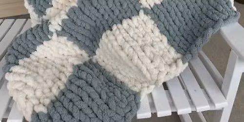 Kids Hand Knit Checkered Blanket Day Camp