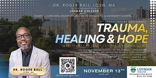 2nd Annual Trauma, Healing, and Hope Conference (Clinicians and Academics)