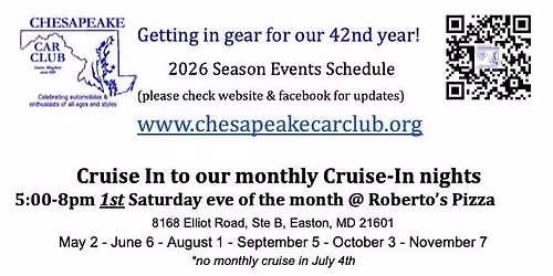 CCC 2026 Monthly Cruise-In Nights