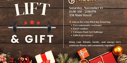 FREE Lift & Gift Event at TG Ramona