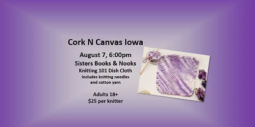 Sisters Books & Nooks -Knitting Wash Cloth-Cork N Canvas Iowa