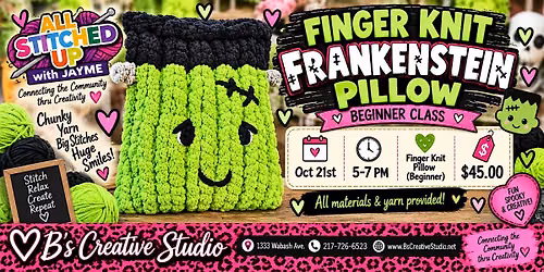 Finger Knitting FRANKENSTEIN  PILLOW