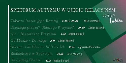Cykl warsztat\u00f3w "O spektrum autyzmu w uj\u0119ciu relacyjnym", edycja V (6 wrze\u015bnia - 6 grudnia)