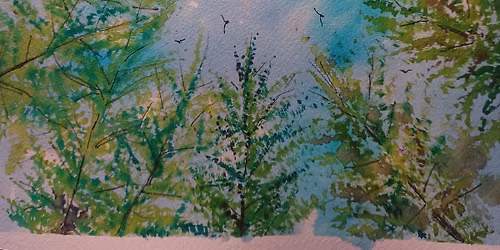 Childrens Watercolor: WORM'S EYE VIEW! at the Wildwood Cultural Center!