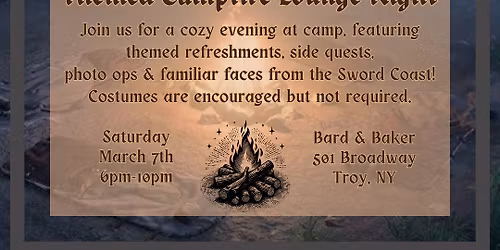 'A Short Rest' Baldur's Gate Themed Campfire Lounge Night