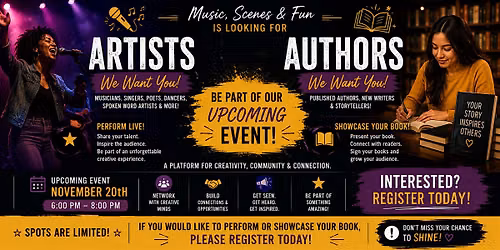 \u2728 Artists & Authors Showcase Registration Open