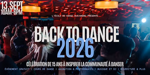 Back to Dance 2026 | Dimanche 13 septembre