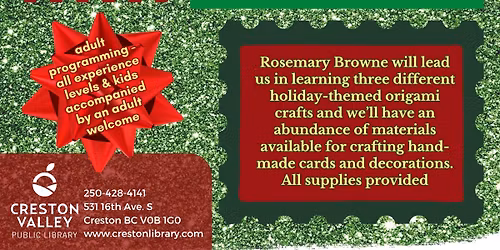 SkillShare Saturday - Christmas Origami & Crafts