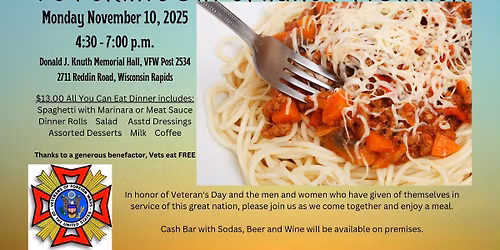 Veteran's Day Spaghetti Dinner