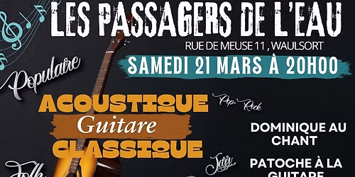 🎶🎸 CONCERT LIVE – SAMEDI 21 MARS 📍 Les Passagers de l’Eau – Waulsort